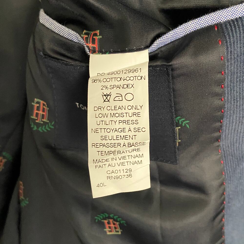 Tommy Hilfiger Sport Coat Men's 40 Long TH Flex Corduroy Lined Conrad Blue NEW - Picture 8 of 11